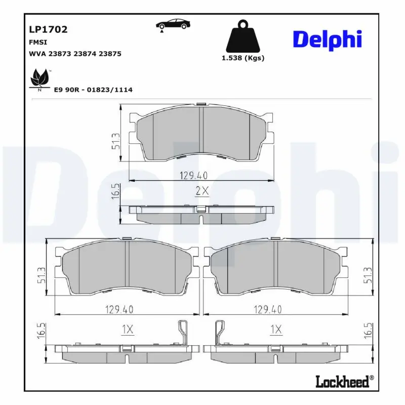 Klocki hamulcowe DELPHI LP1702 | Premium