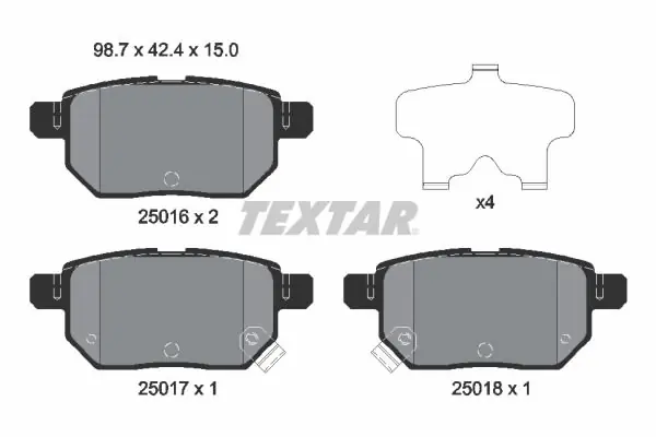 Klocki hamulcowe TEXTAR 2501601 - Popularny produkt