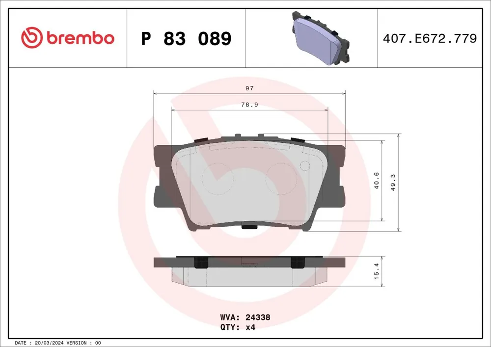 Klocki hamulcowe BREMBO P 83 089 | Oferta limitowana
