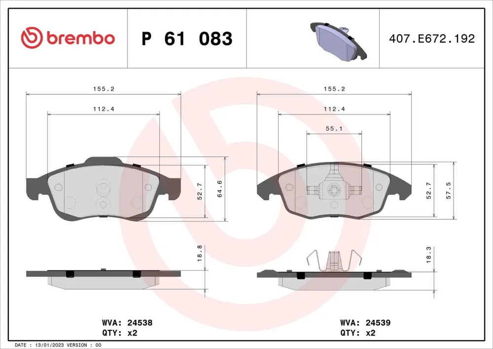 Megacena - Klocki hamulcowe BREMBO P 61 083
