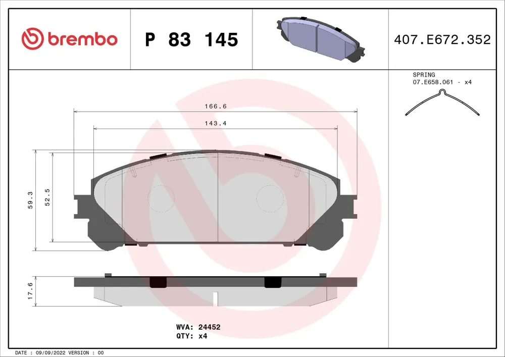 Popularny produkt | Klocki hamulcowe BREMBO P 83 145