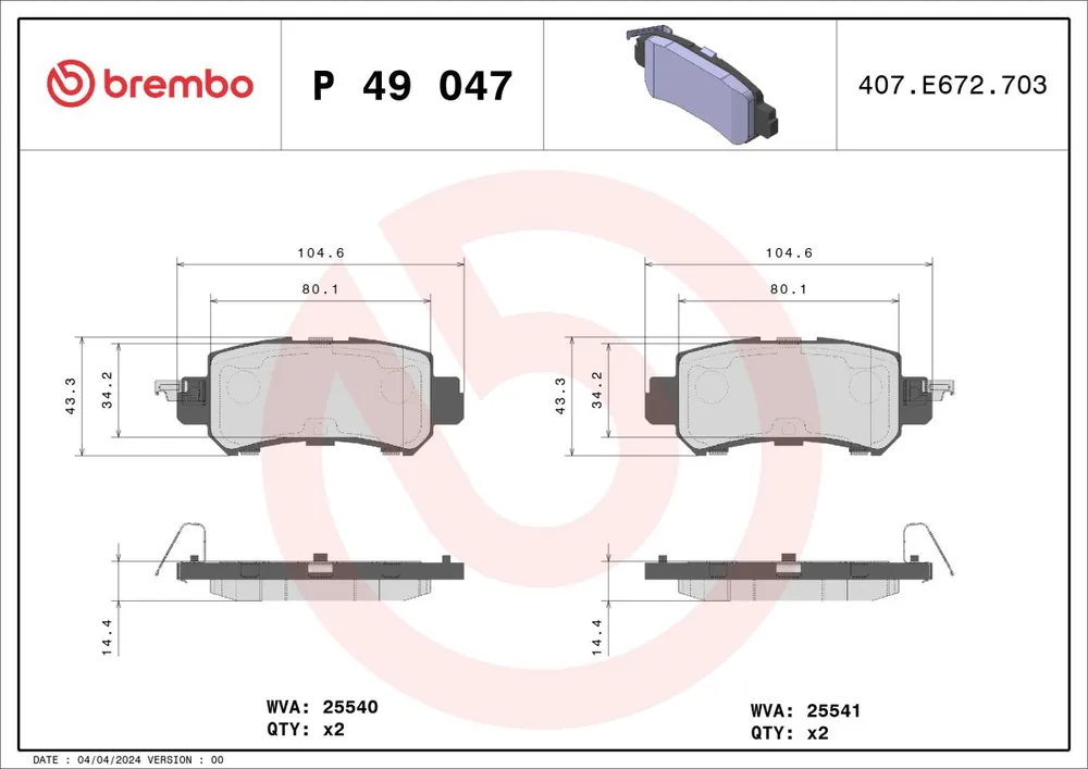 Klocki hamulcowe BREMBO P 49 047 | Wysoka jakość
