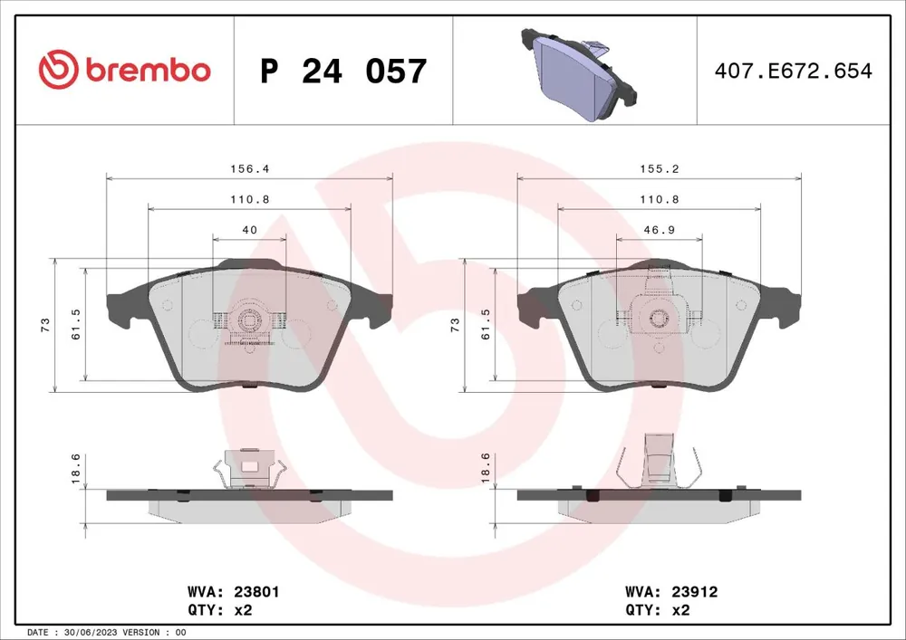 Bestseller | Klocki hamulcowe BREMBO P 24 057