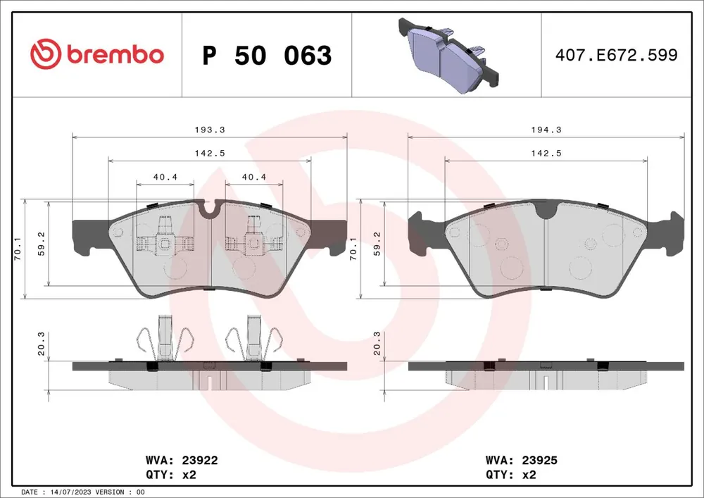 Klocki hamulcowe BREMBO P 50 063 | Cena promocyjna