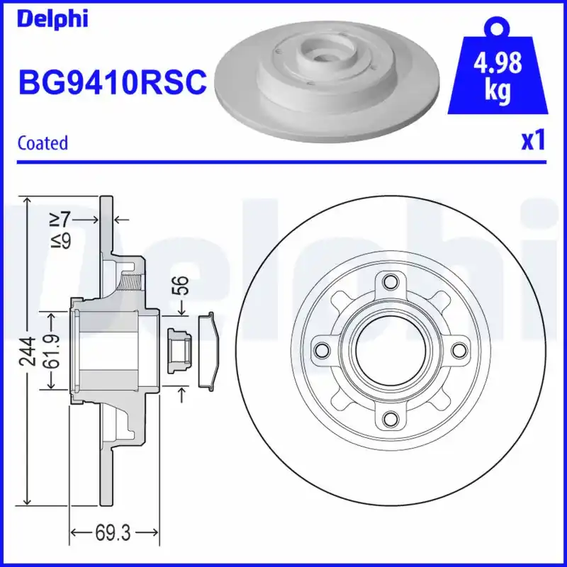 Hit - Tarcza hamulcowa z łoż tył DELPHI BG9410RSC