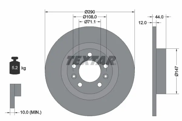 Tarcza hamulcowa TEXTAR 92238003 | Popularny produkt