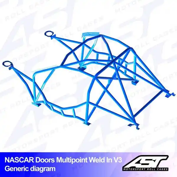 Klatka bezpieczeństwa MAZDA RX-8 (SE3P) 4-drzwiowa Coupe wielopunktowo spawana w V3 NASCAR-door | Szybka dostawa