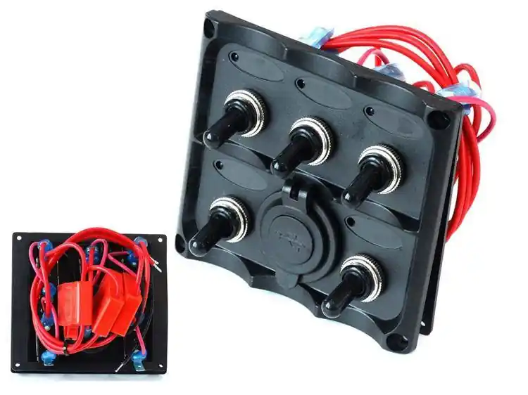 Switch Panel 12V SPST/ON-OFFx5, 2xUSB, 3B 15A IP68 | Bezpieczne zakupy