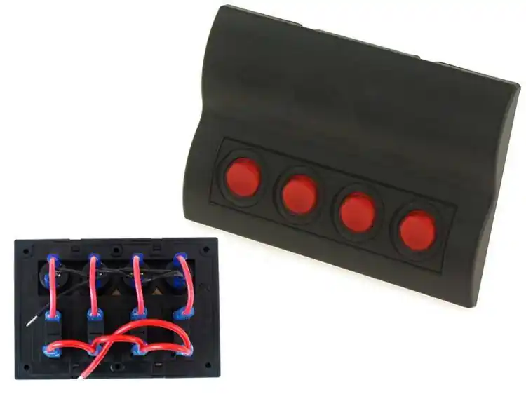 Outlet - Przełączniki 12/24V IP68 ON-OFFx4, 4xB 2x5A 1x10A 1x15A, LED IP68